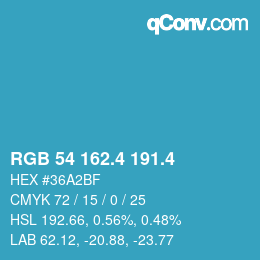 カラーコード: RGB 54 162.4 191.4 | qconv.com