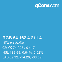 カラーコード: RGB 54 162.4 211.4 | qconv.com