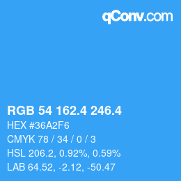 カラーコード: RGB 54 162.4 246.4 | qconv.com