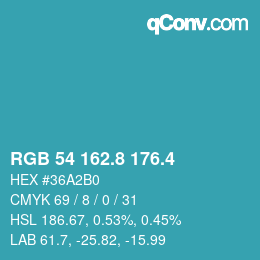カラーコード: RGB 54 162.8 176.4 | qconv.com