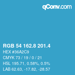 カラーコード: RGB 54 162.8 201.4 | qconv.com