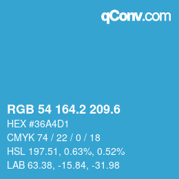 カラーコード: RGB 54 164.2 209.6 | qconv.com