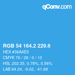 カラーコード: RGB 54 164.2 229.6 | qconv.com