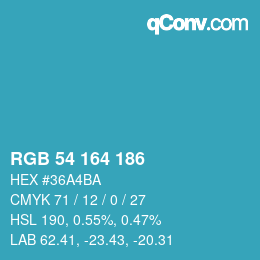 Color code: RGB 54 164 186 | qconv.com
