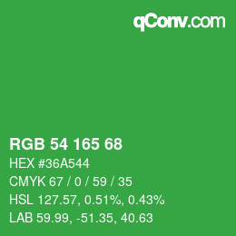 カラーコード: RGB 54 165 68 | qconv.com