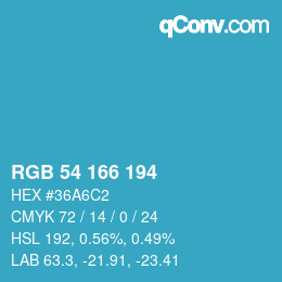 Color code: RGB 54 166 194 | qconv.com