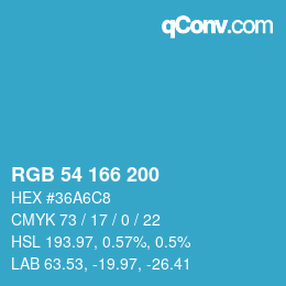 Color code: RGB 54 166 200 | qconv.com