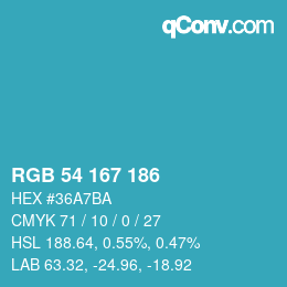 Código de color: RGB 54 167 186 | qconv.com