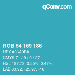 Código de color: RGB 54 169 186 | qconv.com