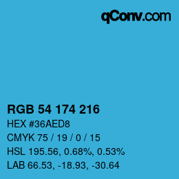 Color code: RGB 54 174 216 | qconv.com