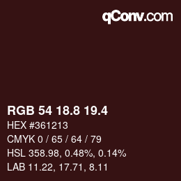 カラーコード: RGB 54 18.8 19.4 | qconv.com