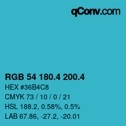 カラーコード: RGB 54 180.4 200.4 | qconv.com