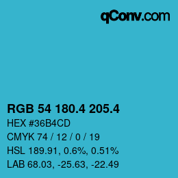 カラーコード: RGB 54 180.4 205.4 | qconv.com