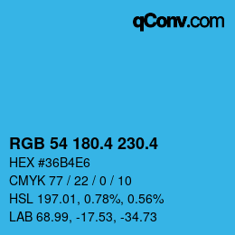 カラーコード: RGB 54 180.4 230.4 | qconv.com