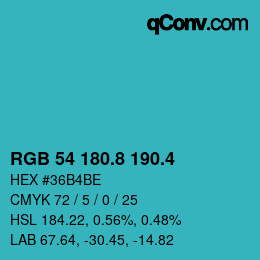カラーコード: RGB 54 180.8 190.4 | qconv.com