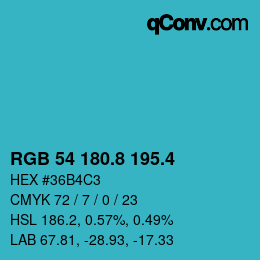 カラーコード: RGB 54 180.8 195.4 | qconv.com