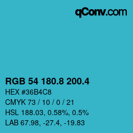 カラーコード: RGB 54 180.8 200.4 | qconv.com