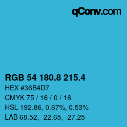 カラーコード: RGB 54 180.8 215.4 | qconv.com