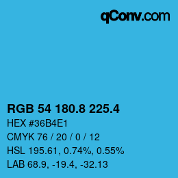 カラーコード: RGB 54 180.8 225.4 | qconv.com