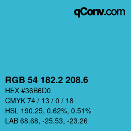 カラーコード: RGB 54 182.2 208.6 | qconv.com