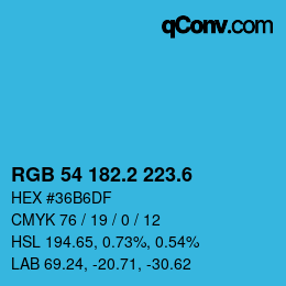 カラーコード: RGB 54 182.2 223.6 | qconv.com