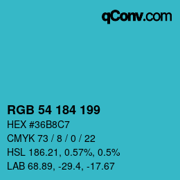 Color code: RGB 54 184 199 | qconv.com