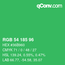 Color code: RGB 54 185 96 | qconv.com