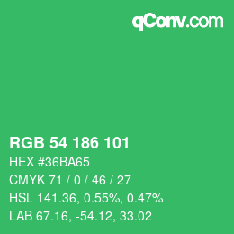 颜色代码: RGB 54 186 101 | qconv.com