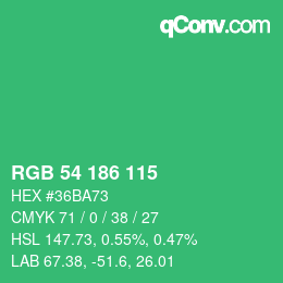 颜色代码: RGB 54 186 115 | qconv.com