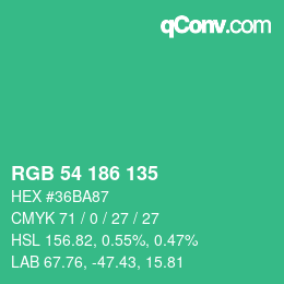 Farbcode: RGB 54 186 135 | qconv.com