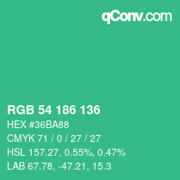 Farbcode: RGB 54 186 136 | qconv.com