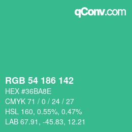 Color code: RGB 54 186 142 | qconv.com