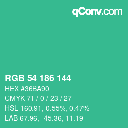 Color code: RGB 54 186 144 | qconv.com