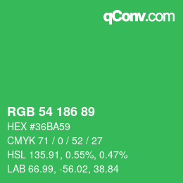 Color code: RGB 54 186 89 | qconv.com
