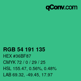 Color code: RGB 54 191 135 | qconv.com