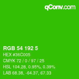 Color code: RGB 54 192 5 | qconv.com