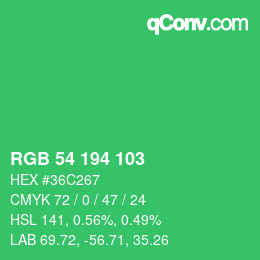 Color code: RGB 54 194 103 | qconv.com