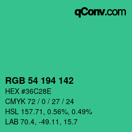Color code: RGB 54 194 142 | qconv.com