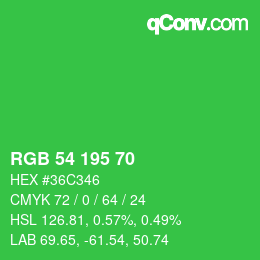 カラーコード: RGB 54 195 70 | qconv.com