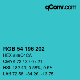 Color code: RGB 54 196 202 | qconv.com