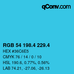 カラーコード: RGB 54 198.4 229.4 | qconv.com
