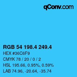 カラーコード: RGB 54 198.4 249.4 | qconv.com