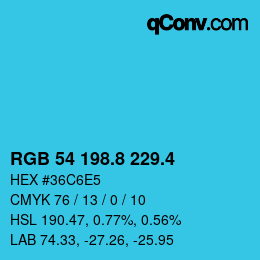 カラーコード: RGB 54 198.8 229.4 | qconv.com