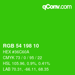 Color code: RGB 54 198 10 | qconv.com