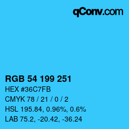 カラーコード: RGB 54 199 251 | qconv.com