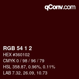 カラーコード: RGB 54 1 2 | qconv.com