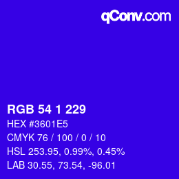 カラーコード: RGB 54 1 229 | qconv.com
