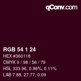Color code: RGB 54 1 24 | qconv.com