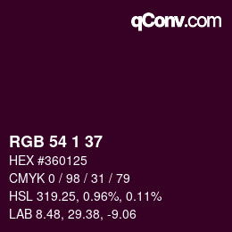 Color code: RGB 54 1 37 | qconv.com