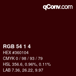 Color code: RGB 54 1 4 | qconv.com